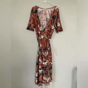 Floral Wrap Dress in Coral by VETTA